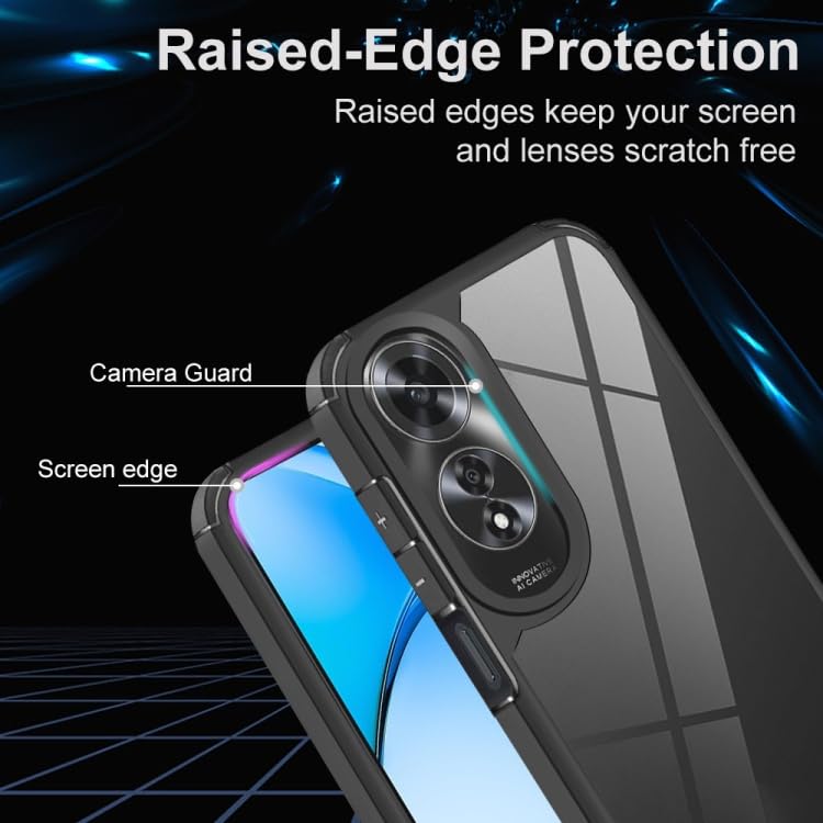 Image of SHINESTAR Ultra Slim Clear Back Cover for Oppo A78 5G, Transparent Hybrid Hard Shell Plastic & Soft Silicone Rubber Bumper, Non-Yellow Acrylic Protective Cover for Oppo A78 5G - Black