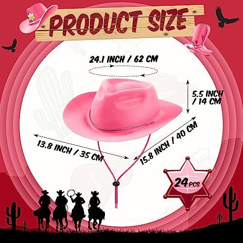 Image of Mepase Cowboy Hats Bulk Felt Western Party Wide Brimmed Cowgirl Hats Set for Adults Men Women Costume Party