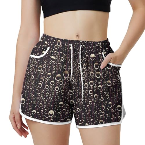 AYUNIX Women's Running Shorts with Pockets Quick Dry Performance Shorts for Women Black Athletic Workout Gym Shorts, Small