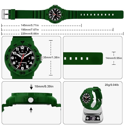 SOCICO Children Analog Watch for Boys Girls Waterproof Time Teaching Watch with Soft Band, Learning Time Wrist Watch Easy to Read Christmas Gifts for Kids Ages 3-12 Great Gifts2