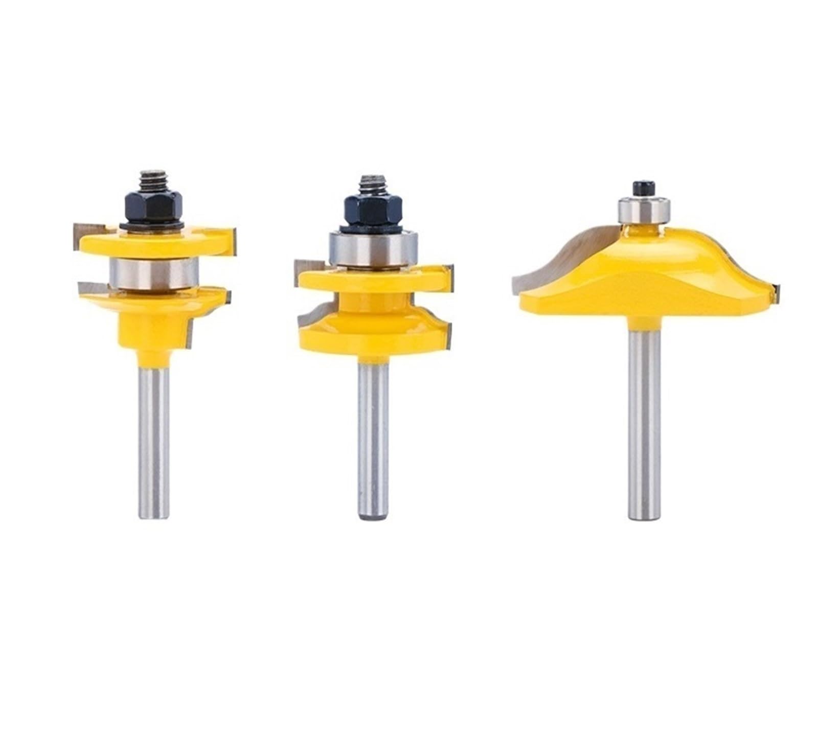 3 Uds Broca Enrutadora Vástago De 1/4 "cortador Espiga Madera Herramientas Carpintería for Puerta Gabinete Con Panel Elevado Carburo