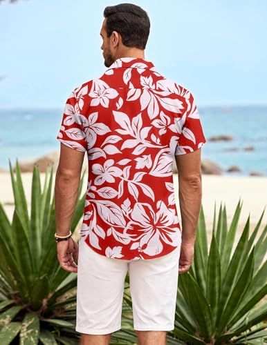 COOFANDY Mens Hawaiian Shirt Short Sleeve Button Down Shirts Tropical Summer Beach Shirts Casual Floral Aloha Shirts4