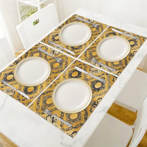 Set de table brocart de qualité supérieure résistant à la chaleur et lavable pour réception - 6