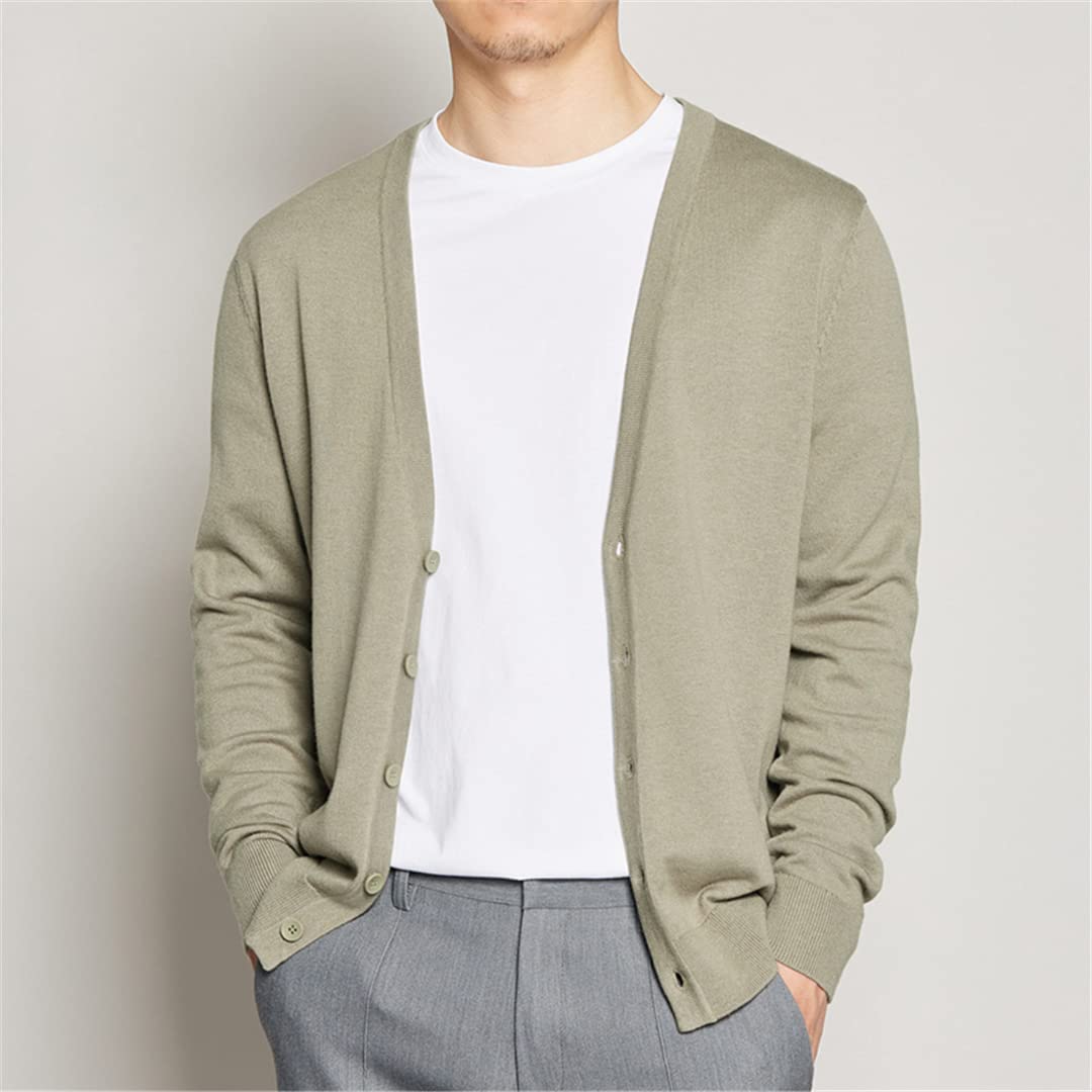 Zadaos Chaqueta de otoño masculina de color sólido de punto casual abotonada suéter