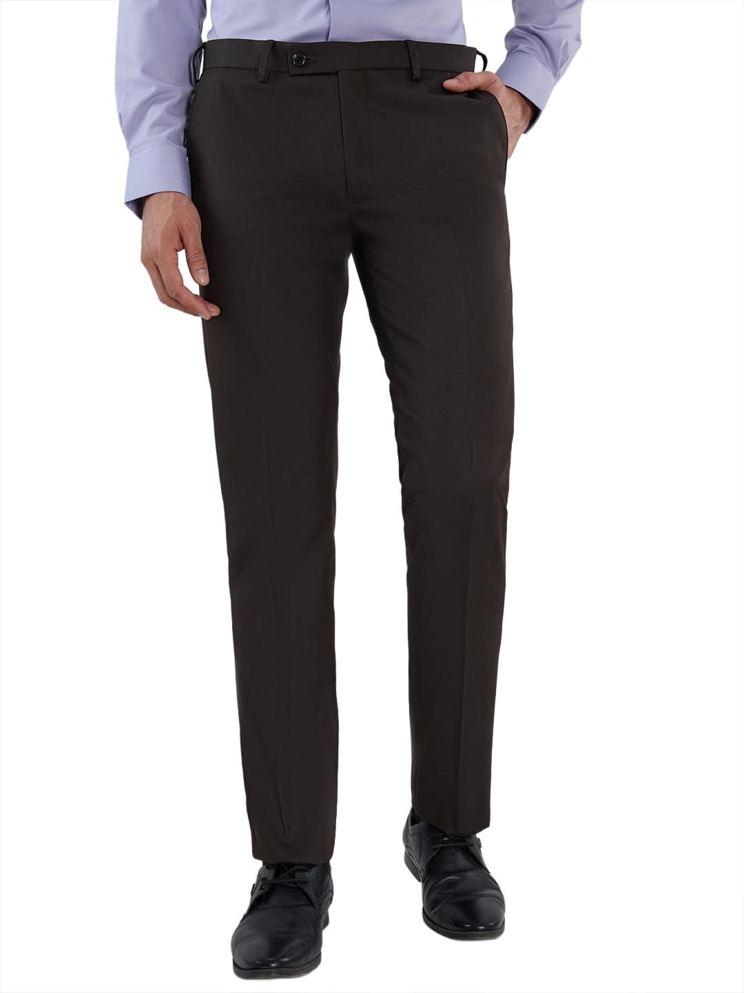 park avenue Men Slim Fit Structure Pattern Poly Viscose Blend Flat Front Formal Trouser-picture-19