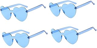 4 Pçs Óculos De Sol Óculos De Sol Da Moda Óculos De Sol Masculinos Transparentes Óculos De Sol Roxos Óculos De Sol De Coração Azul Óculos De Sol De Coração Branco Óculos De Sol De
