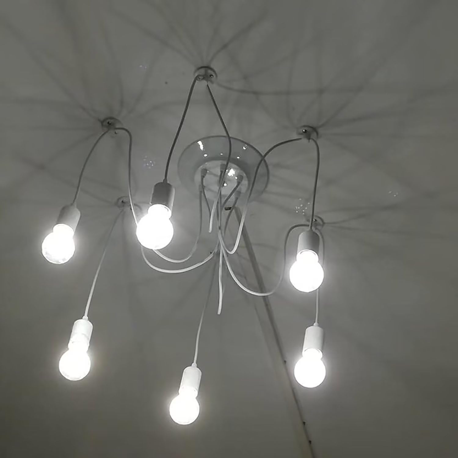 Lampadario a sospensione Edison classico, E27 luci ragno bianco 2m cavo regolabile 6 luci, plafoniere moderne per camera da letto cucina bar