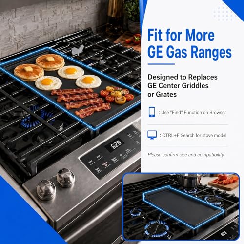 Upgraded WB31X24738 Cast Iron Griddle Replacement Compatible with GE Gas Range Stove Cooktop, WB31X49806 WB31X24998 Center Griddle Plate, Nitrided Nonstick Flat Top Pan, 19.5 x 9 in by Replizo - Used condition - Image 7