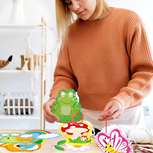 Tarjetas de cordones primaverales Dapaqami 12 unidades para juegos de costura infantil con cartón 5