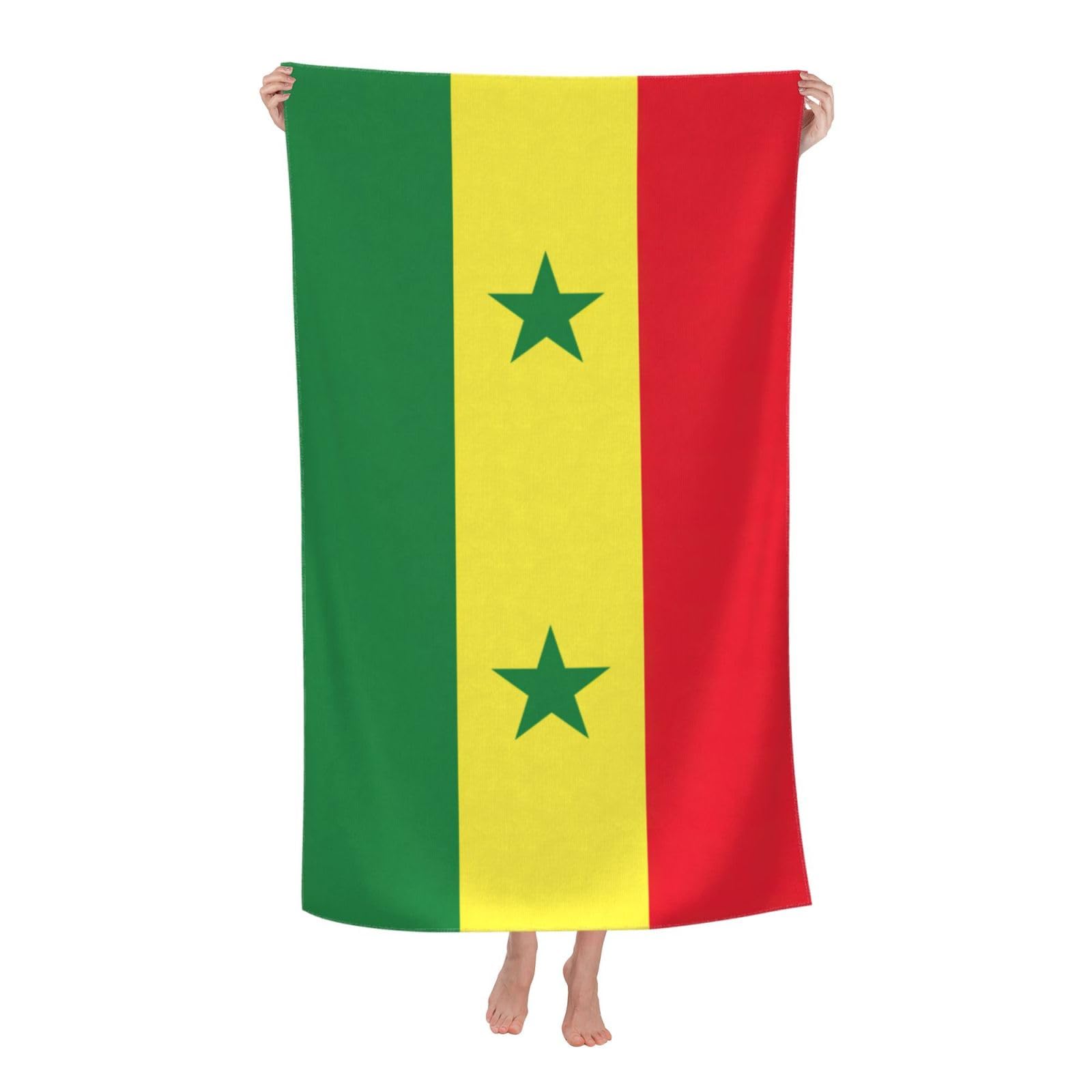 pojknbv Flag Of Senegal Print Oversized Adult Beach Towel Quick-Dry Comfortable Lightweight Travel Pool Camping
