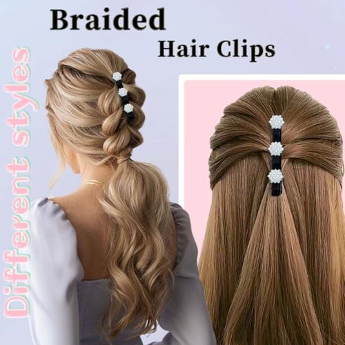 Pinzas para cabello trenzadas con piedras brillantes, pack de 2 miniatura 5