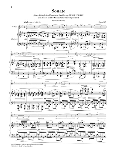 Klarinettensonate op. 107: Fassung für Violine: Besetzung: Violine und Klavier (G. Henle Urtext-Ausgabe)