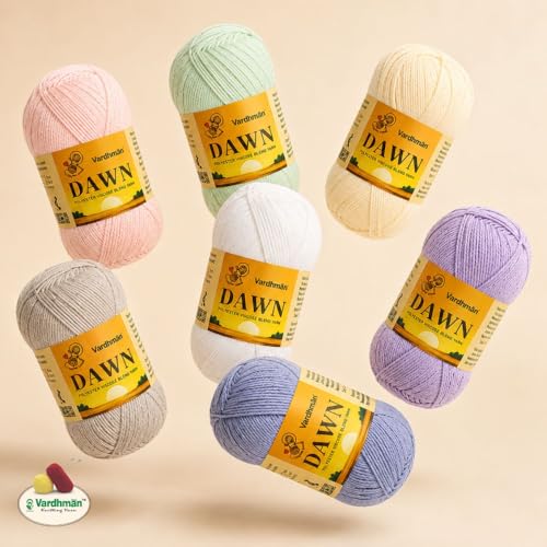 Image of Vardhman Dawn Polyester Viscose Yarn - Soft Yarn for Knitting, Crochet & DIY Craft Projects | Ideal for Garments, Toys, Accessories & Home Decor | Pack-1 Ball, 100g Each DAL008