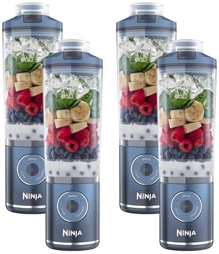 Image of Ninja Blast Max, Portable Blender + Twist & Go, Personal Smoothie, Blend, Ice Crush, 3 Programs, Cordless, 22 oz removable Vessel, Dishwasher Safe, Leakproof, Navy, BC251NV (Pack of 4)