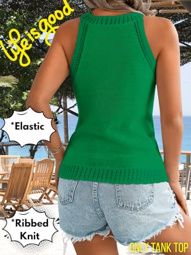 Image of ChiaoLezhee Women's Summer Knit Tank Tops, Racerback High Neck Lightweight Sweater Vest, Dressy Casual Outfits