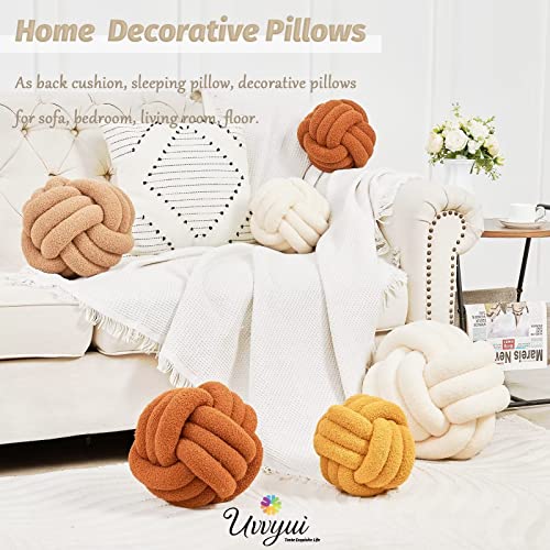 Image of Uvvyui Knot Pillow Ball, Soft Home Decorative Pillows, Round Throw Pillow, Handmade Knotted Plush Pillow, Round Boucle Pillow Cushion (Medium (Pack of 1) Cream)