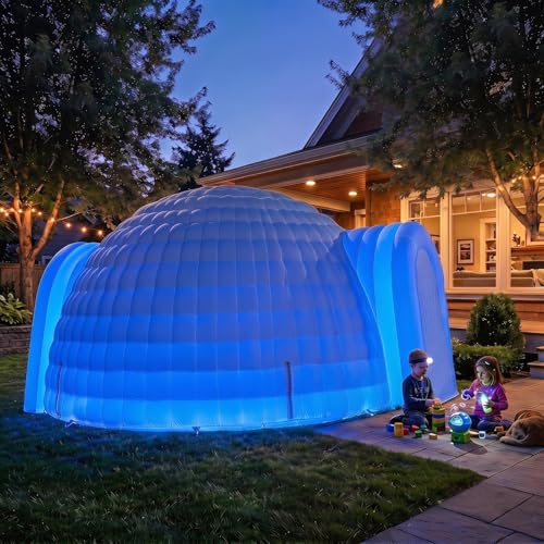 16.4FT Inflatable Igloo Tent with Color-Changing LED Lights...