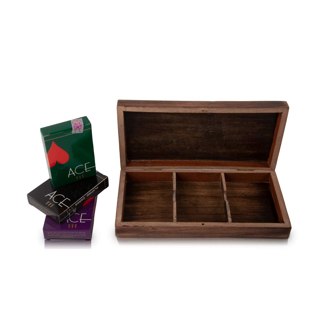 Handgefertigte Holzbox Für Spielkarten – Vintage Aufbewahrung Für Unterwegs