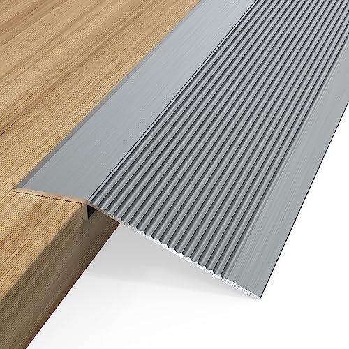 Floor Transition Strip, Aluminum Transition Strips for Doorway Door Threshold Strip Carpet Transition Strip Threshold Ramps for Doorways (Gray, 48''x4'')