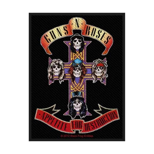 Halle15Clothes Écusson pour votre gilet – Écusson Guns N Roses – Appetite, Noir/coloré, 7,5x10cm