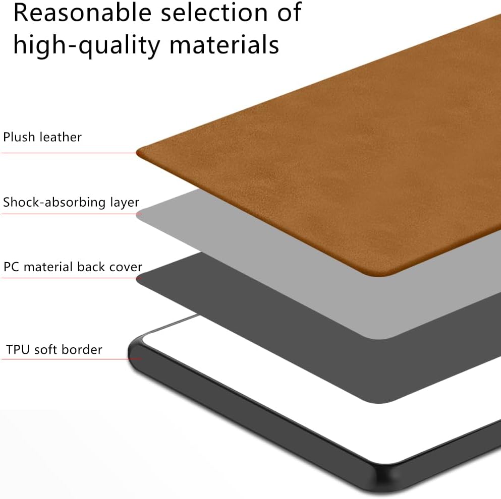 for Samsung Galaxy S25 Ultra Case, TPU and Suede PU Leather Case, Anti-Vibration Anti-Slip Ultralight Luxury Case for Samsung Galaxy S25 Ultra 5G 6.9 Inch, for Men Women (Brown) - Image 8