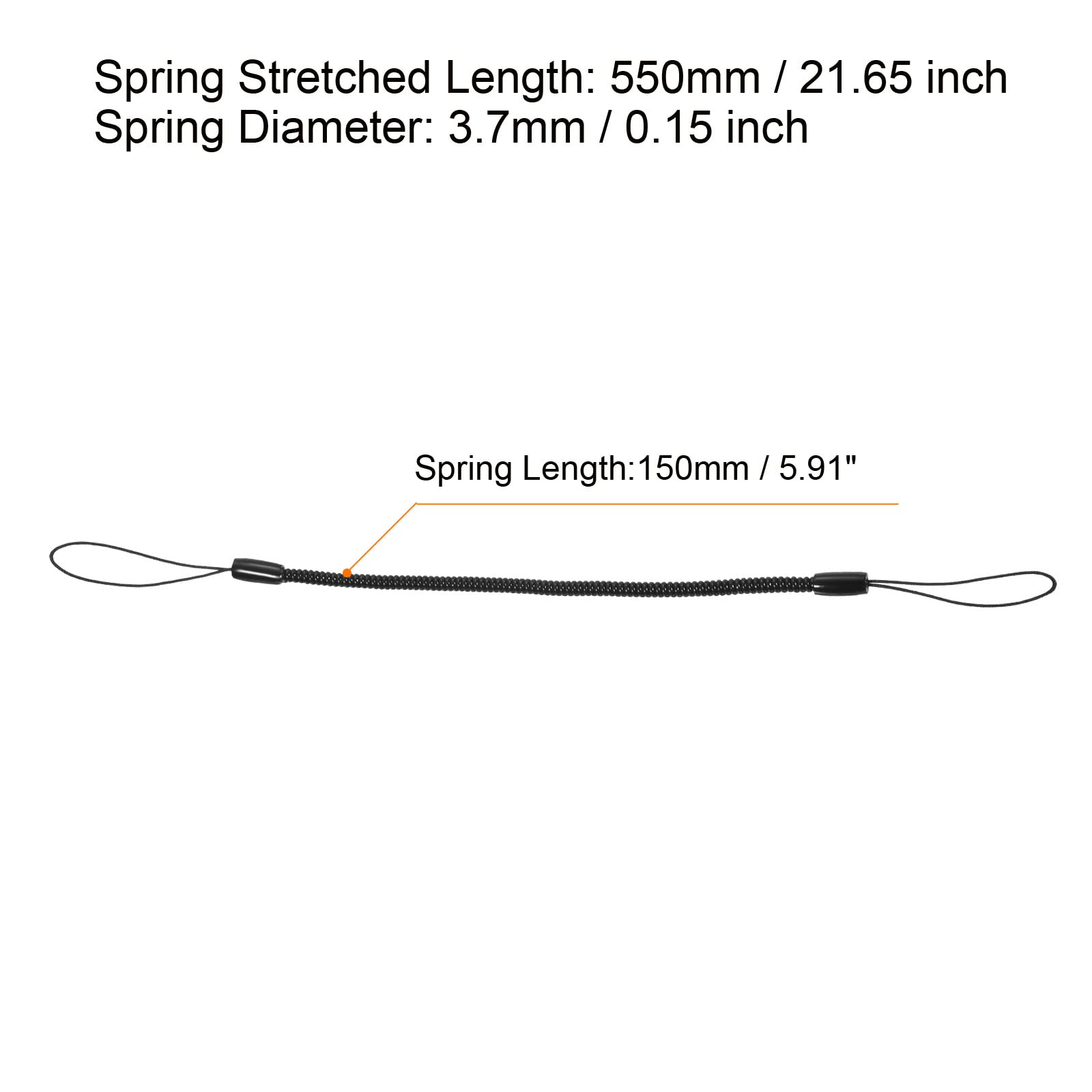 PATIKIL Retractable Spring Coil Straps 6", 5 Pack Plastic Spiral Stretchy Key Holder Stylus Lanyard Cord, Black - Image 2