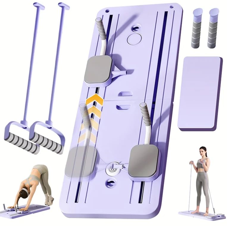Pilates Reformer Set, Multifunktionaler Ganzkörper-Trainer mit automatischem Rückprall & LED-Zähler, Faltbarer Pilates Reformer Maschine Set für Kernkraft und Bauchmuskeltraining für Männer und Frauen