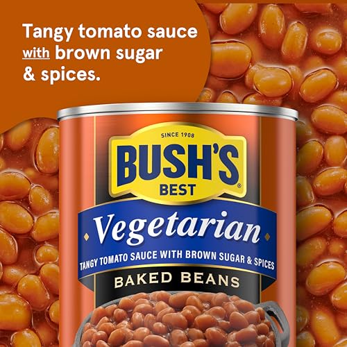 Image of BUSH'S BEST 8.3 oz Canned Vegetarian Baked Beans, Source of Plant Based Protein and Fiber, Low Fat, Gluten Free, (Pack of 12)