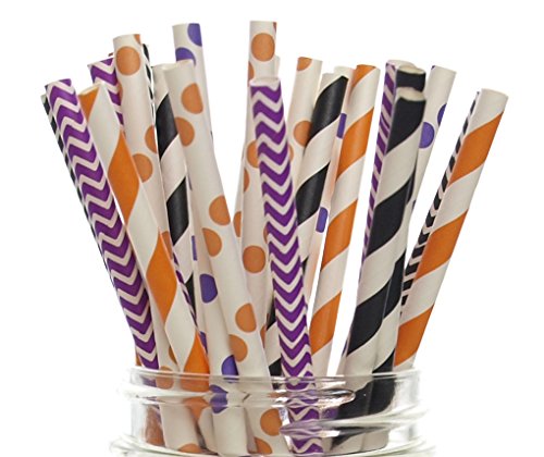 Pitillos Halloween Naranja, Negro y Morado x25 miniatura 1