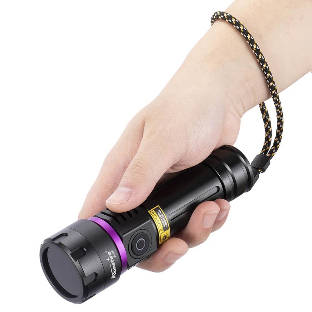Alonefire SV115 Linterna UV 30W 365nm Profesional Recargable USB C Potente Luz Negra Detector de Orina para Resina, Pesca, Escorpión, Minerales, Pegamento, Ámbar con Gafas Protectoras UV, Batería