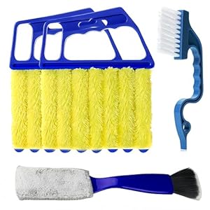 4Pcs Window Blinds Cleaner Shutters, 2* Blind Cleaners 1*Window Gap Groove Brush 1*Car Interior Cleaning Tool, Dust Remover for Window Blind Air Conditioning Home Gadgets, Car Vents, Fan Shutters