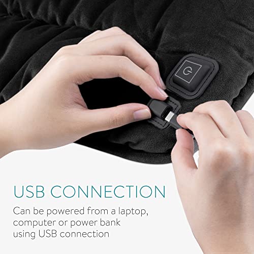 Navaris Heizkissen Wärmekissen - 45 x 45 x 3,5 cm - 3 Heizstufen - Heizmatte mit USB-Anschluss - beheizbares Kissen elektrisch - Schwarz