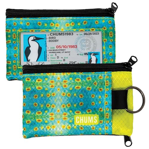 Image of Chums Surfshorts Wallet - Lightweight Slim Wallet with RFID Blocking Card & Clear ID Window - Zippered, Water Resistant w /Key Ring