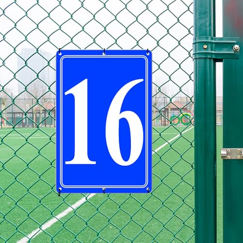 Image of Premium Aluminum Number Signs 16, Metal 12 inch X 8 inch Blue Numbered Signs Outdoor for Parking Lots, Floor, Dock, Court, Aisle, Field, High Visibility, No Fade, Weather-resistant