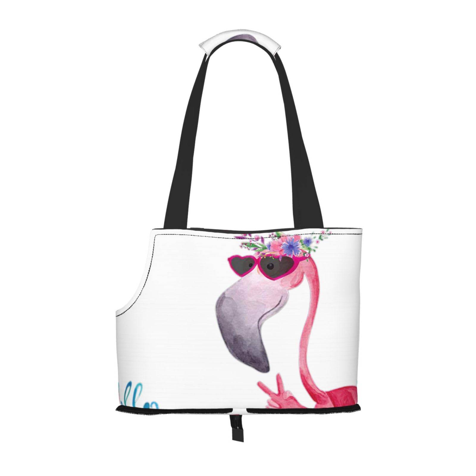 Sac de transport pour petits chiens chats et lapins au motif flamant rose Hello Glasses