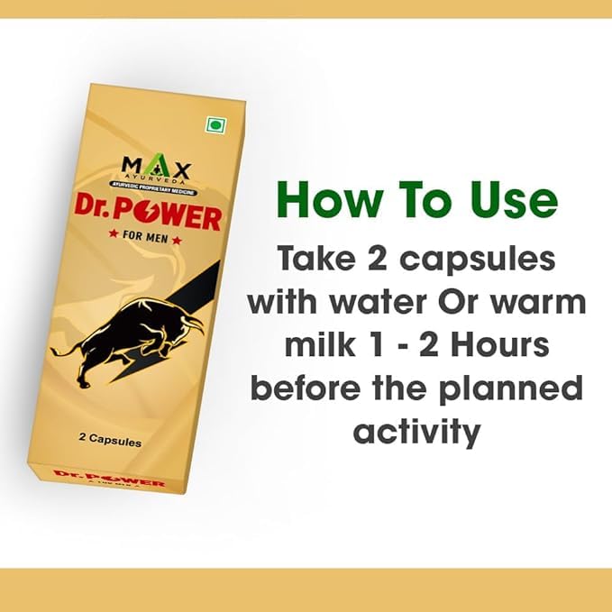 Image of Max Ayurveda Dr. Power Capsules for Men | 100% Ayurvedic & GMP Certified | Stamina, Power and Energy Booster | Pack of 10 (2 Capsules Each)
