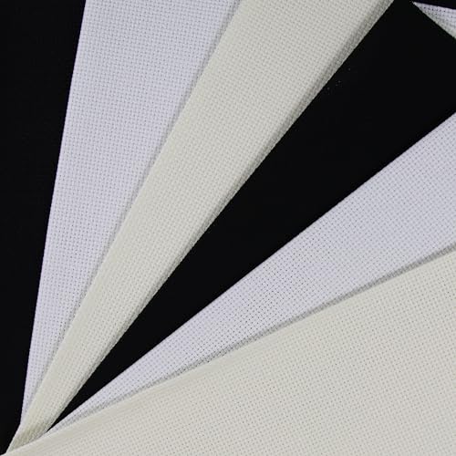 Image of KCS 4 /6 pc of 12 inch x 18 inch 30cmx45cm 16CT Counted Cotton Aida Cloth Cross Stitch Fabric (White+Antique White+Black, 6 pc)