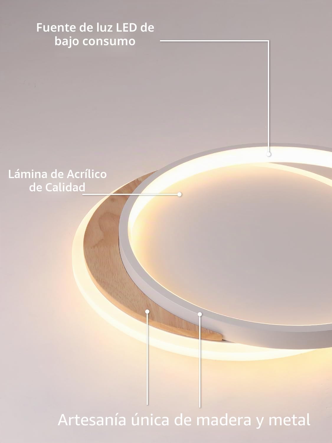 FANLG Lampara techo dormitorio, Madera Plafon led techo 40cm Lampara led techo Regulable 3000K-6000K, 24W Lámparas de Techo Moderna para Dormitorio, Sala de Estar, Balcón, Pasillo, Cocina