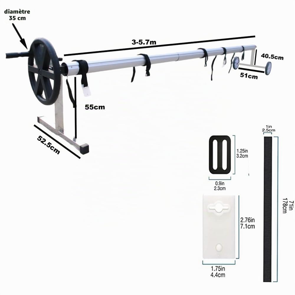 5,7 m Piscine Enrouleur (fahrbar rétractable Barre Grasekamp Bâche de piscine solaire Film