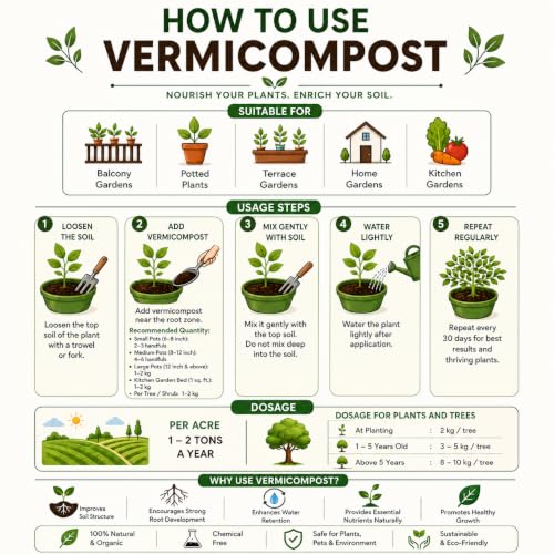 Image of Maati Care Vermicompost Fertilizer for Plants - 10 kg | 100% Natural Vermi Compost Manure for Home Garden & Balcony Plants | Organic Soil Booster for Plant | Ideal for All Gardening Needs