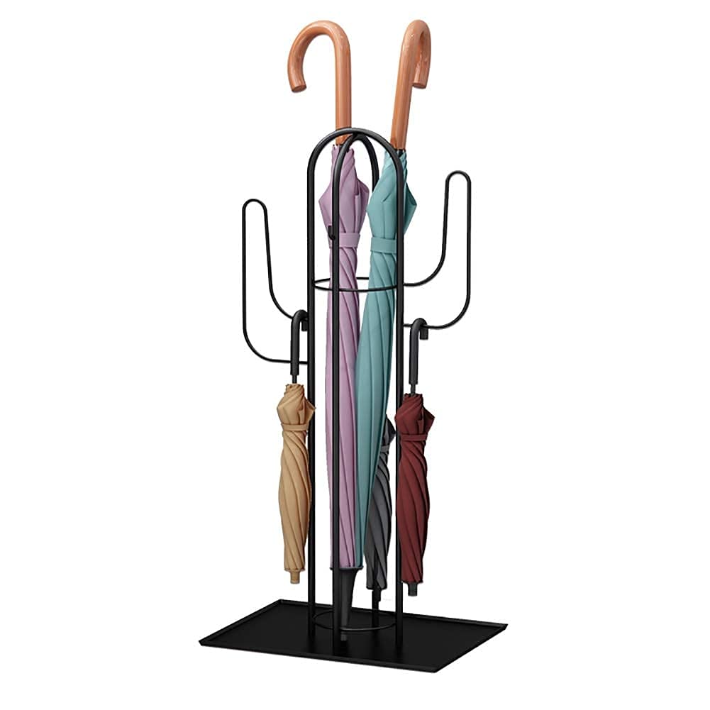 HYLYGFH Modern Creative Multi Purpose Umbrella Stand for Home Office Metal Round Holder Rack Sturdy & Space Saving Unique Design Black