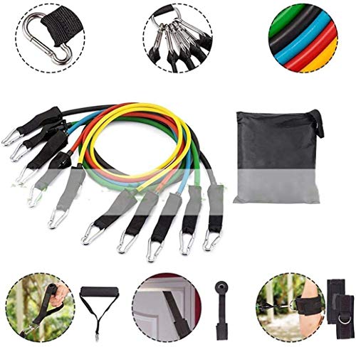 11 Peças Elástico Extensor Exercicio Funcional Até 100 libras Kit Elástico Extensor Treinamento Pilates Exercícios Academia Acessórios 3 51YtY+FqolL