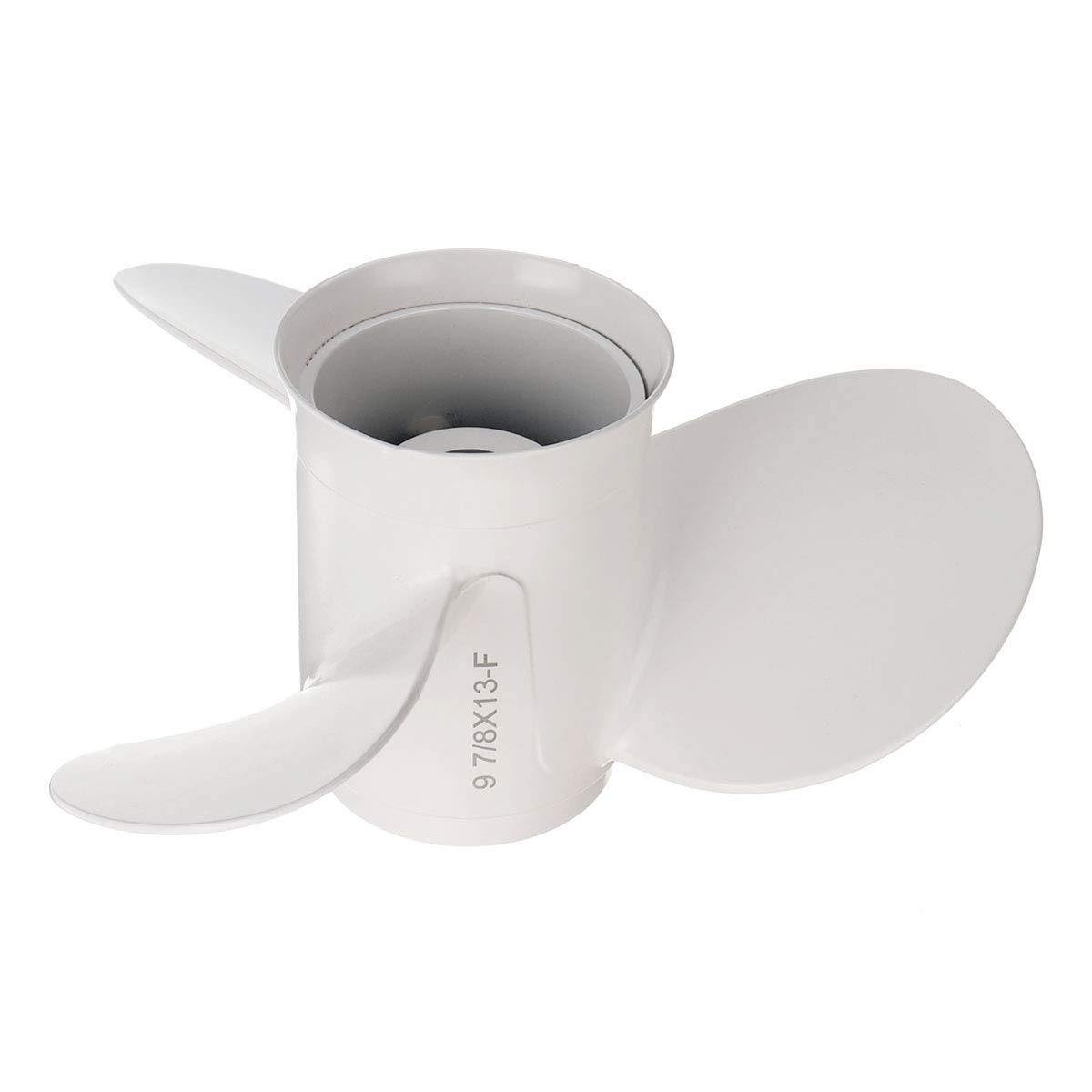 664-45949-02-El -Außenbordpropeller 9 7/8 x 13 für 20-30 PS - Hand 3 Klingen, weiß