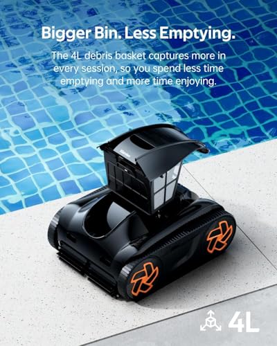 Pool Cleaner K40, 4H Runtime Cordless Robotic Pool Vacuum, Touch Screen, Smart Navigation, Cleans Floor, Walls, Waterline, Ideal for Above & In-Ground Pools, Self-Parking
