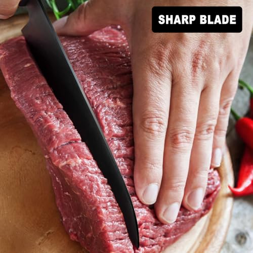 lapelux Knife Set,6 Piece Kitchen Knife Set-Kitchen Knives with Block, Wood Grain Handle, Stainless Steel Knivese with Chef, Bread Knife,for Cutting Meat/Vegetables/Fruit. - Image 6