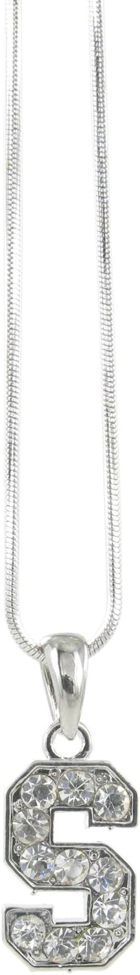 Officially Licensed Stanford University Rhinestone S Logo Necklace Pendant with Clear Crystals