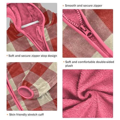 GuoChe Buffalo Plaid Red Beige Toddler Girl Sherpa Jacket3