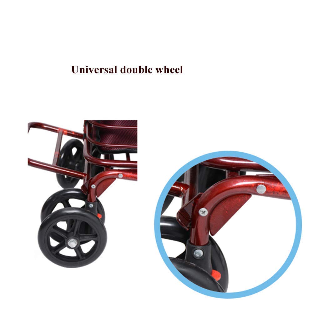 Andador, carrito de compras plegable, andadores de cuatro ruedas Andadores Carro liviano ajustable en altura con asiento acolchado y canasta de transporte Todo está bien (A)