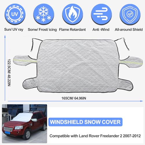 Image of Windshield Snow Cover Compatible with LR Freelande2 2007-2012, Car Snow Cover, Front Windshield Sunshade, Exterior Windscreen Sun Shade, UV-Rays Sun Ice Snow Frost Protector, 4-Layer Windshield Cover