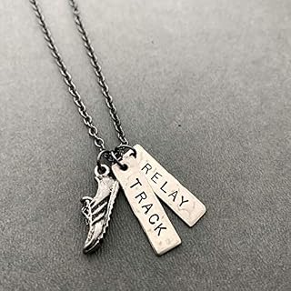 RUN TRACK RELAY Necklace - Pewter Running Shoe Charm and 2 Hand Hammered